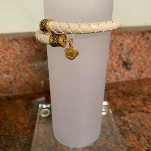 Alex and ani braided leather wrap powder color